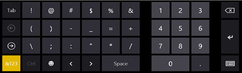 Windows 8 on-screen keyboard for telephone number input